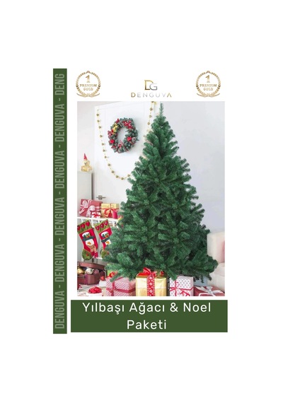 Noelpaketi Yılbaşı Çam Ağacı Ev Ofis Dekorasyonu Kaliteli Sık Dallı Noel Paketi 150 Cm 220 Dal Standart