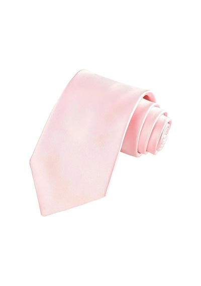 Tezzgelsin Erkek Saten Kravat Mendil ve Silver Çelik Kravat İğne Pembe