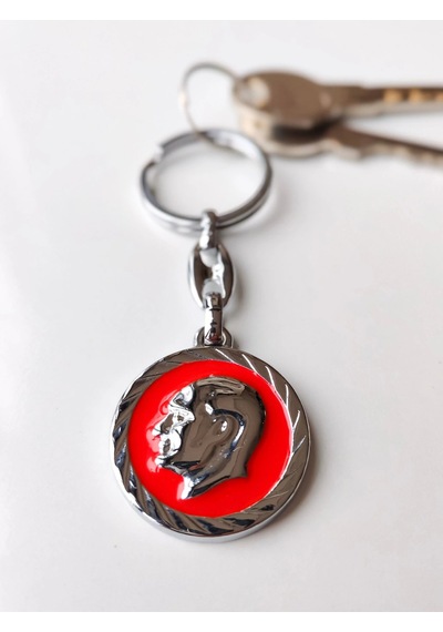 Moncuk Design Atatürk Kabartmalı Kırmızı Metal Anahtarlık