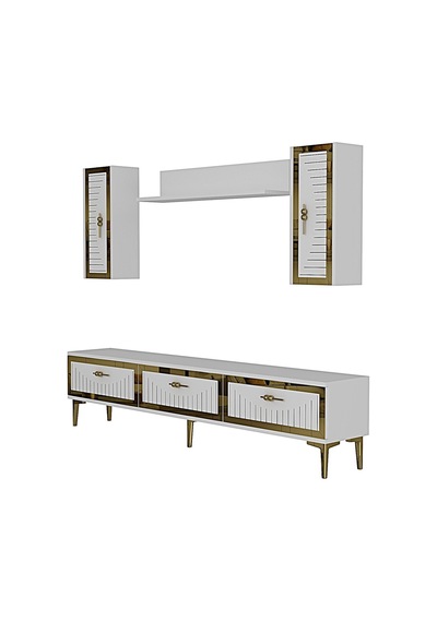 Tvr1801b - Tuna Tv Ünitesi Beyaz Gold 180cm Beyaz