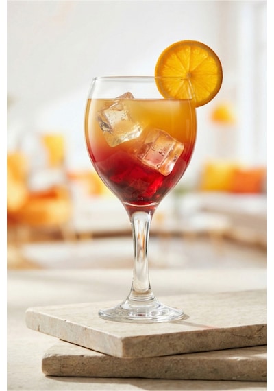 Lav Misket Cam Goblet 6'lı 365 ml Ayaklı (Şarap Kadehi , Kokteyl Bardağı)