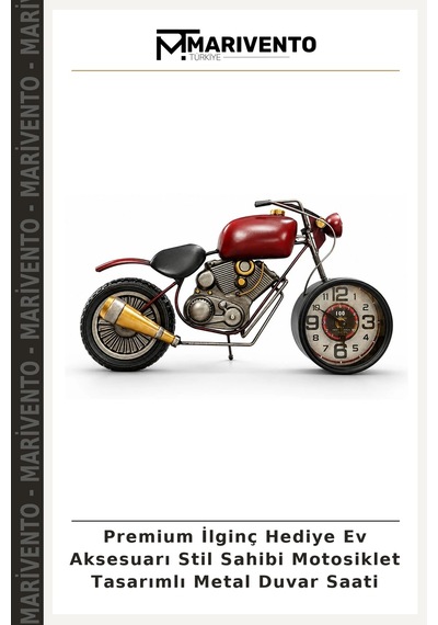 Premium İlginç Hediye Ev Aksesuarı Stil Sahibi Motosiklet Tasarımlı Metal Duvar Saati