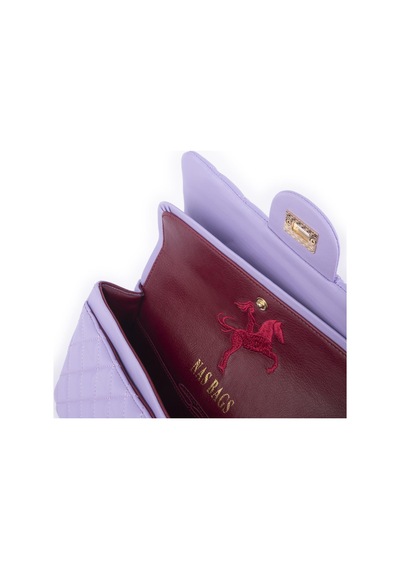 Nas Bag Kadın Çapraz Çanta Büyük Boy Zincirli Kapitone Lila Nova En:26 Boy:16 Cm Lila