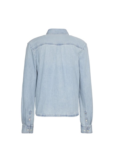Calvin Klein Cropped Ls Shırt Brıghton Blue Kadın Mavi Kot Gömlek