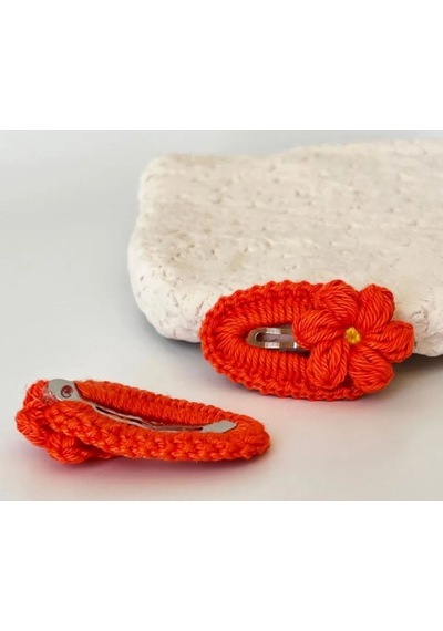 Amigurumi Örgü Çocuk Çiçek Toka Turuncu Tek Ebat Çok Renkli