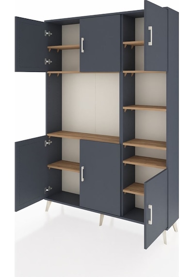 Arges Dolap 10 Raflı 6 Kapaklı 132x30x195 Antrasit-antrasit/çam Antrasit