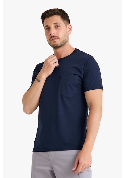 Bisiklet Yaka Kalem Cepli T-shirt Lacivert