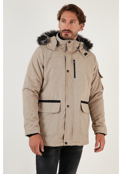 Buratti Peluş Astarlı Suya Ve Rüzgara Dayanıklı Soğuk Geçirmez Slim Fit Erkek Mont 5711051 Taş