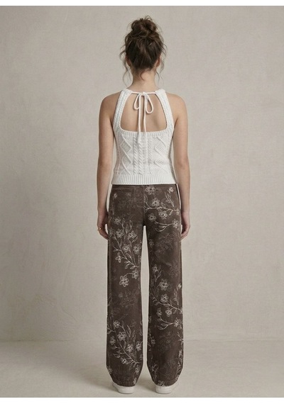 Neden Tekstil Kadın Triko Örme Halter Yaka Crop Bluz - Beyaz