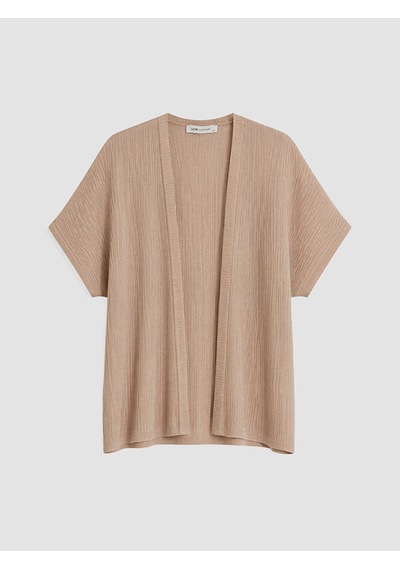 Lcw Everyday Bej Şal Yaka Oversize Kadın Triko Hırka Xl-2xl
