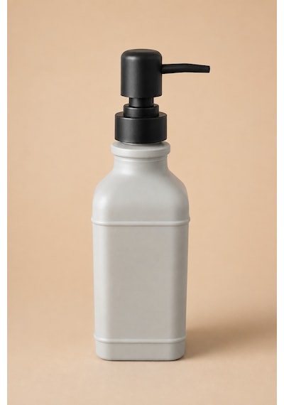 Aura Cam Sıvı Sabunluk 400 Ml Siyah Pompalı Modern Dekoratif Banyo Ve Mutfak Dispenseri - 19,5 Cm X 6 Cm X 6 Cm Gri