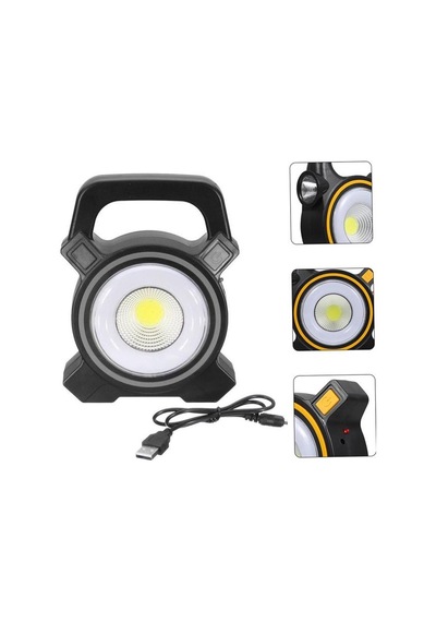 Powermaster Jy-819a Cob Ve Angel Led'li 3 Modlu Solar + Usb Şarjlı Çalışma Lambası Siyah