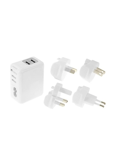 Haweel Universal Seyahat Şarj Adaptör Apple iPhone Uyumlu Ve 1 Mikro Usb Şarj Kablosu Set- 5775 Beyaz