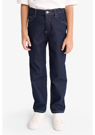 Defacto Erkek Çocuk Straight Fit Düz Paça Jean Polar Astarlı Pantolon F4296a825wnnm34 Mavi