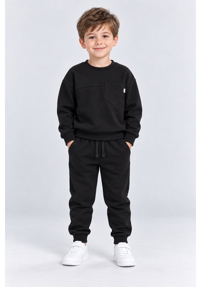 Ahengim Erkek Çocuk Cepli Sweatshirt Ve Jogger Eşofman Altı 2 Li Takım Günlük Rahat Çocuk Eşofman Seti Ak125 Siyah Ahengim Erkek Çocuk Cepli Sweatshirt Ve Jogger Eşofman Altı 2 Li Takım Günlük Rahat Çocuk Eşofman Seti Ak125 Siyah
