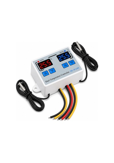 Xk-w1088 Çift Kanallı Dijital Sıcaklık Kontrol Cihazı 12v Dc 2 10a Röle Çift Ntc Sensör