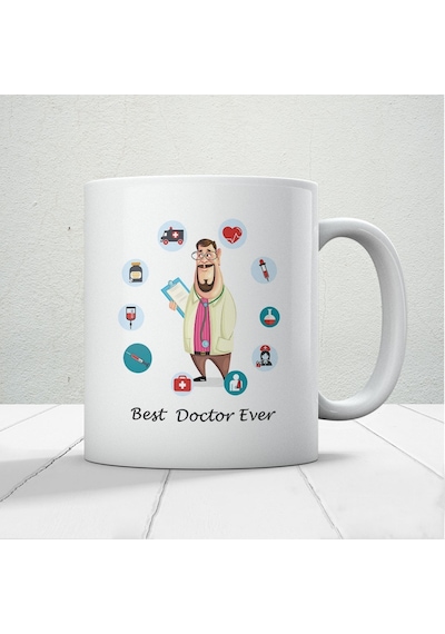 14 Mart Tıp Bayramı Best Doctor Ever Baskılı Kupa Bardak Beyaz