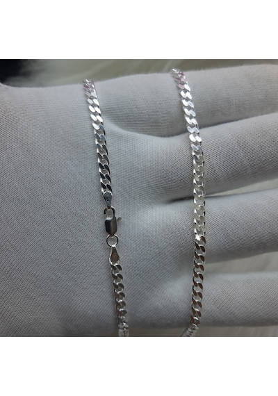 Bir Gümüş Aşkı 925 Ayar Gümüş Gurmet Erkek Zincir Kolye 3.8 MM