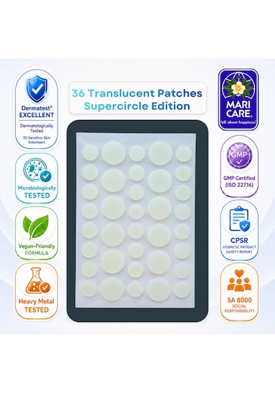 Mari Care Feel Cute Yarı Saydam Pimple Patches 36 Adet 0,35 Mm Ekstra İnce Hidrokolloid Akne Karşıtı Yama