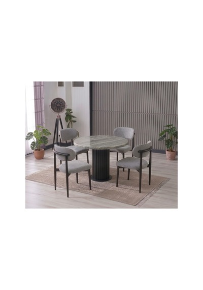Lina Bohem 90x90 Siyah Yuvarlak Masa & 4 Polo Sandalye Seti Gri Gri Lina Bohem 90x90 Siyah Yuvarlak Masa & 4 Polo Sandalye Seti Gri Gri