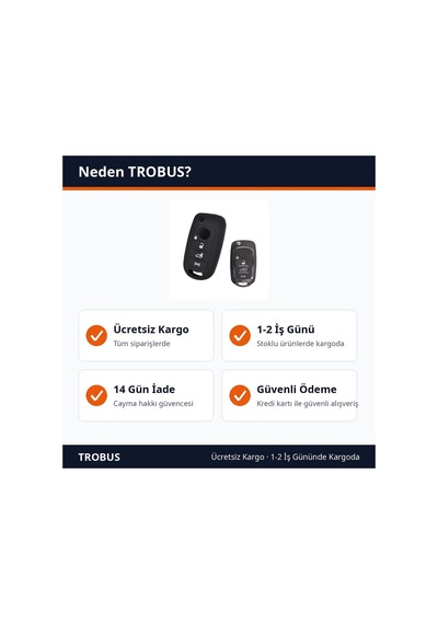 Trobus Fiat Egea Uyumlu 4 Butonlu Oto Anahtar Kılıfı Silikon Siyah
