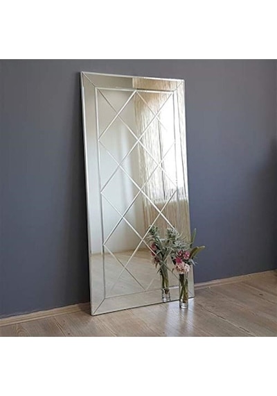 Dekoratif Baklava Desenli Bizoteli Salon Aynası Ofis Aynası Konsol Aynası 120cm X 60cm 120 X 60 Gümüş GÜMÜŞ
