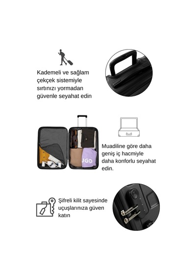 Louisiana Polo Büyük Boy Valiz 4x2 Teker Siyah-siyah 1167 Siyah