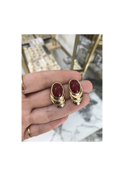 Bordo Zarif Düğme Model Küpe