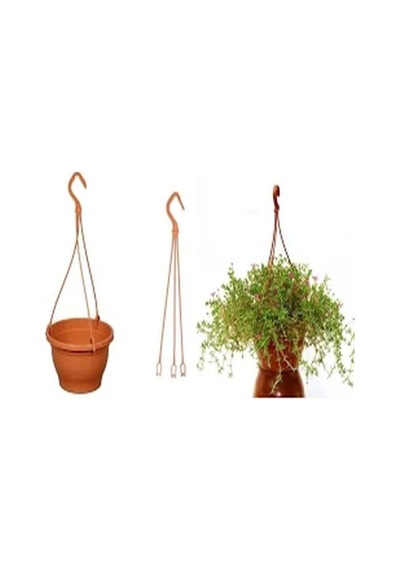 Katı Plastik Makrome Askılı Saksı 20 Adet Beyaz 16 Cm