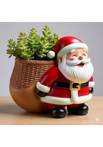 Sepetli Noel Baba Silikon Kalıp 8 9 8 Cm