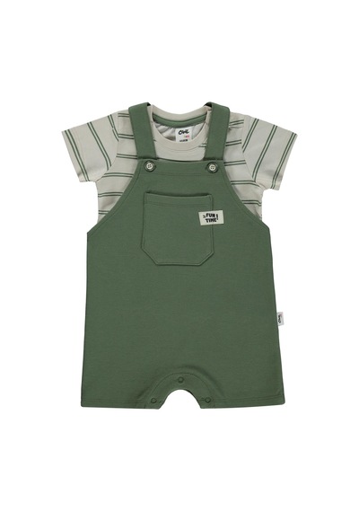 Civil Baby Çizgili Tişört 2'li Set 6-18 Ay Slopet - Haki
