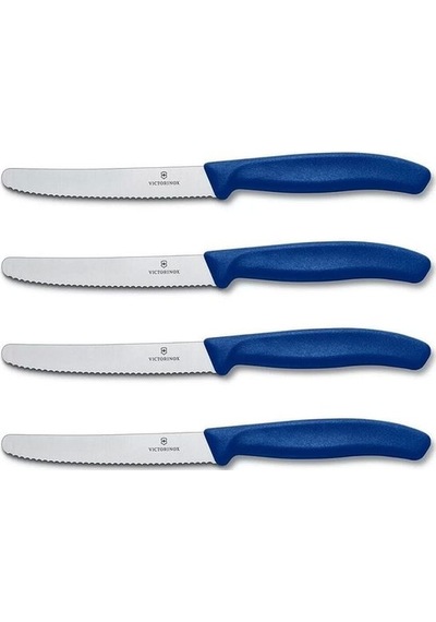 6.7832 Swissclassic 11cm Domates & Sosis Bıçağı Mavi 4lü Set Mavi