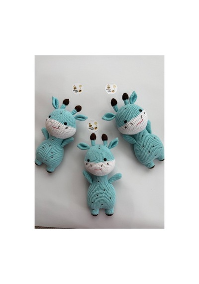 Adenya Sepeti Amigurumi Örgü Zübük Oyun-uyku Akradaşı-28 Cm-turkuaz Yeşil Çok Renkli
