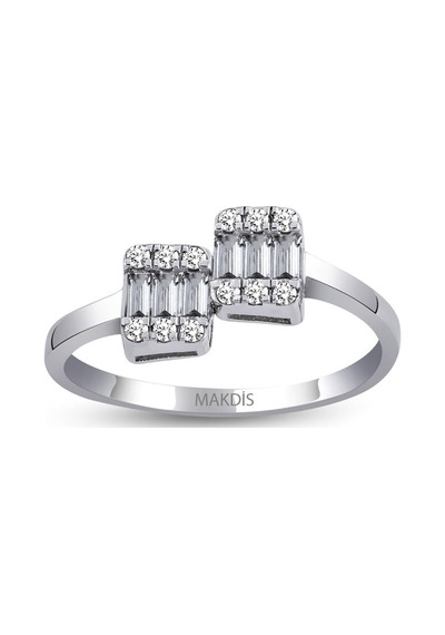 0.10 Karat Baget Pırlanta Yüzük Beyaz Altın