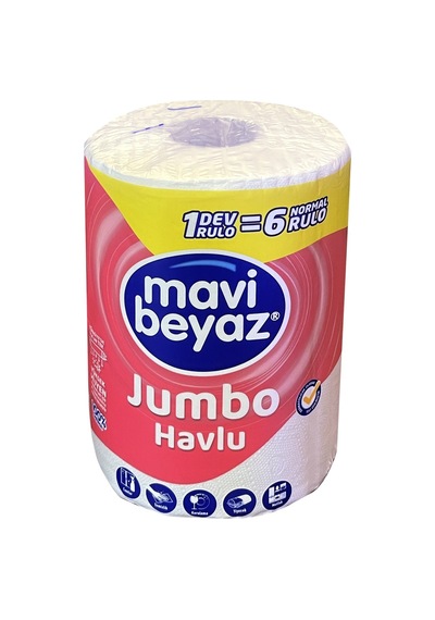 Mavi Beyaz Dev Rulo Jumbo Havlu 6'lı