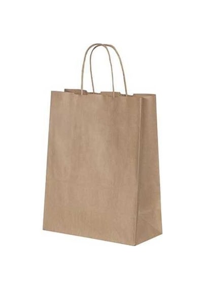 Burgu Saplı Kraft Kağıt Çanta 19X8X24 Cm - 25 Adet