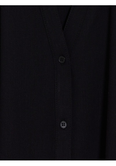 Lcw Vision Siyah Oversize Poplin Kadın Gömlek