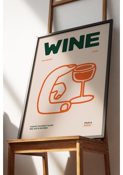 Wine Dekoratif Poster Tablo Siyah Çerçeveli