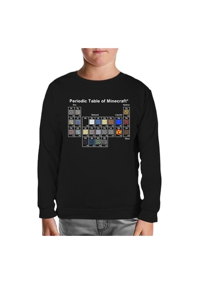 Lord Tshirt Minecraft - Periodic Table Siyah Çocuk Sweatshirt Siyah