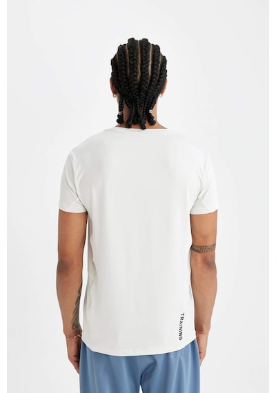 DeFactoFit Beyaz Slim Fit Dar Kesim Bisiklet Yaka Sporcu Kısa Kollu Tişört C9183AX24AUGR493