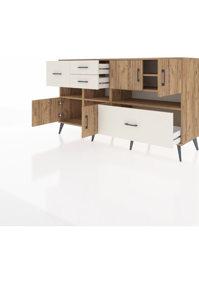 Kronos Konsol 5 Raflı 4 Çekmeceli 4 Kapaklı 176x59x99 Çam-çam/ayt Çam-çam/aytaşı