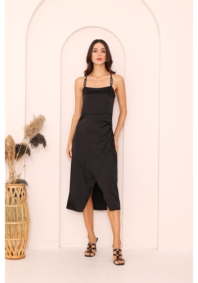 Darlin Moda Siyah Zincir Askı Detaylı Sırt Dekolteli Elbise Dm1037 Siyah Darlin Moda Siyah Zincir Askı Detaylı Sırt Dekolteli Elbise Dm1037 Siyah