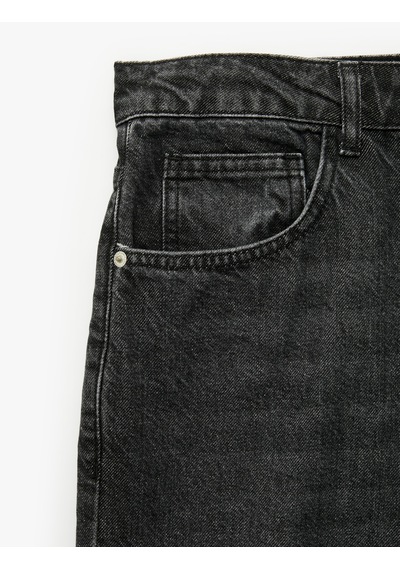 Koton Pamuklu Cepli Vintage Straight Fit Jean Pantolon Siyah 7wam40320nd