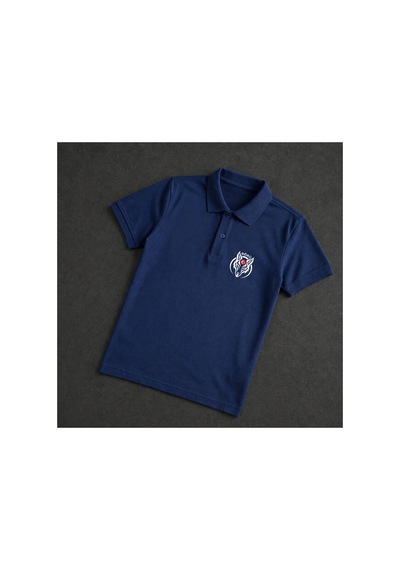 Dafri Börü Baskılı Polo Yaka %100 Pamuklu T-shirt Lacivert