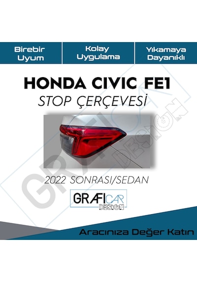 Honda Civic Fe1 Stop Çerçeve Sticker-Kolay Uygulama-Uzun Ömürlü