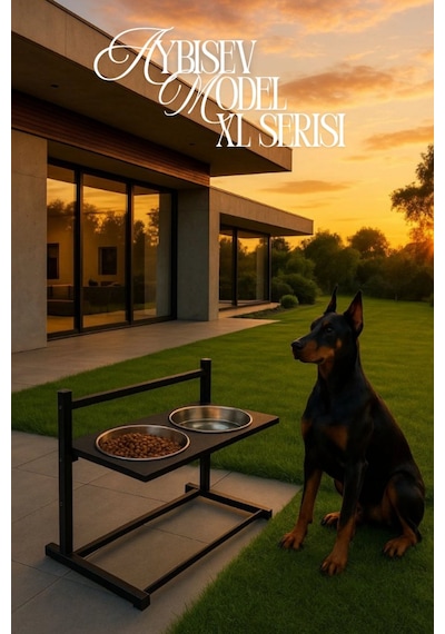 Reyo Ok-ay Store Aybisev Xl Ayarlanabilir Köpek Mama Su Kabı Standı Büyük Irklar İçin Metal Stand Siyah