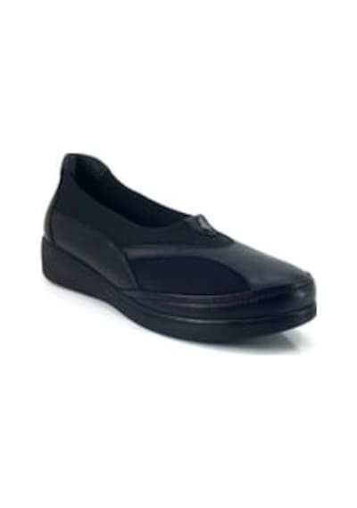 Palovit 051 Kadın Hakiki Deri Dolgu Taban Comfort Anne Ayakkabısı Siyah Krem