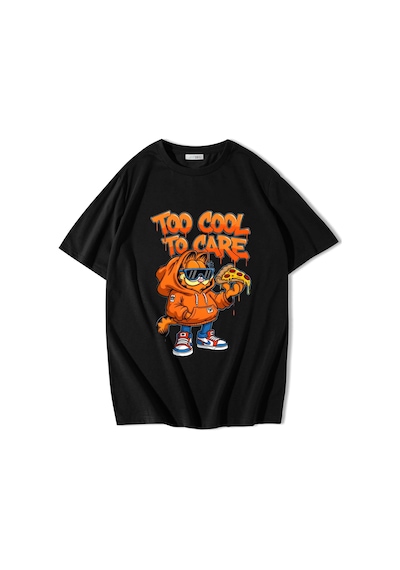 Brz Collectıon Brz Collection Unisex Oversize Too Cool To Care T-shirt Siyah
