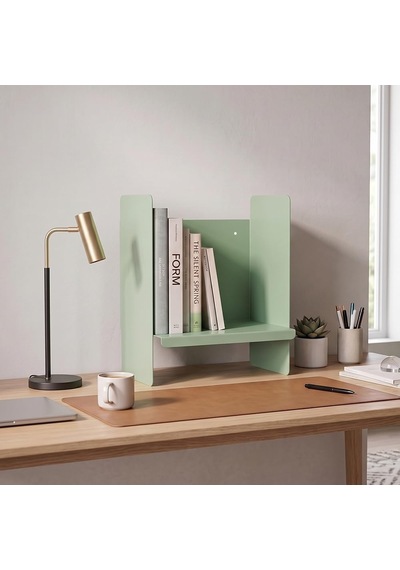 Yeşil Metal Duvar Rafı - Masa Üstü Kitaplık Ve Çok Amaçlı Ofis Düzenleyici 21x30 Cm Diğer