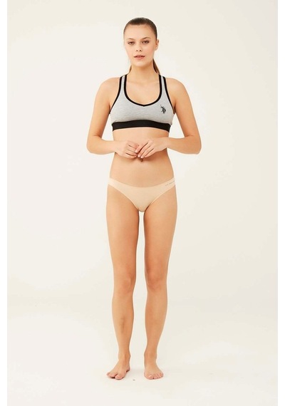 U.S. Polo Assn.Kadın Siyah - Beyaz - Ten - Somon - Kırmızı  5 Li Brazilian Slip 67007 Ten Rengi